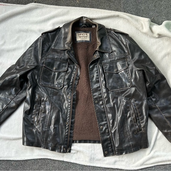 Levi's Men's Dark Brown Faux Leather/Sherpa Interior Jacket - Large - Picture 1 of 10